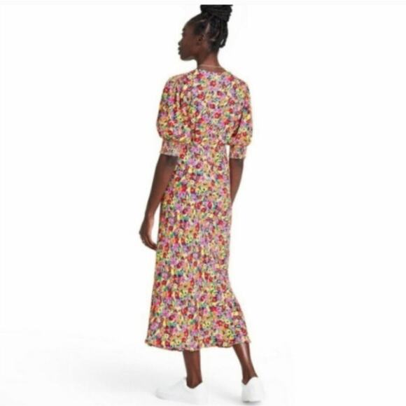 RIXO For Target NWT Bright Colorful Floral Puff Sleeve Midi Dress 8 RARE FIND - Picture 14 of 16